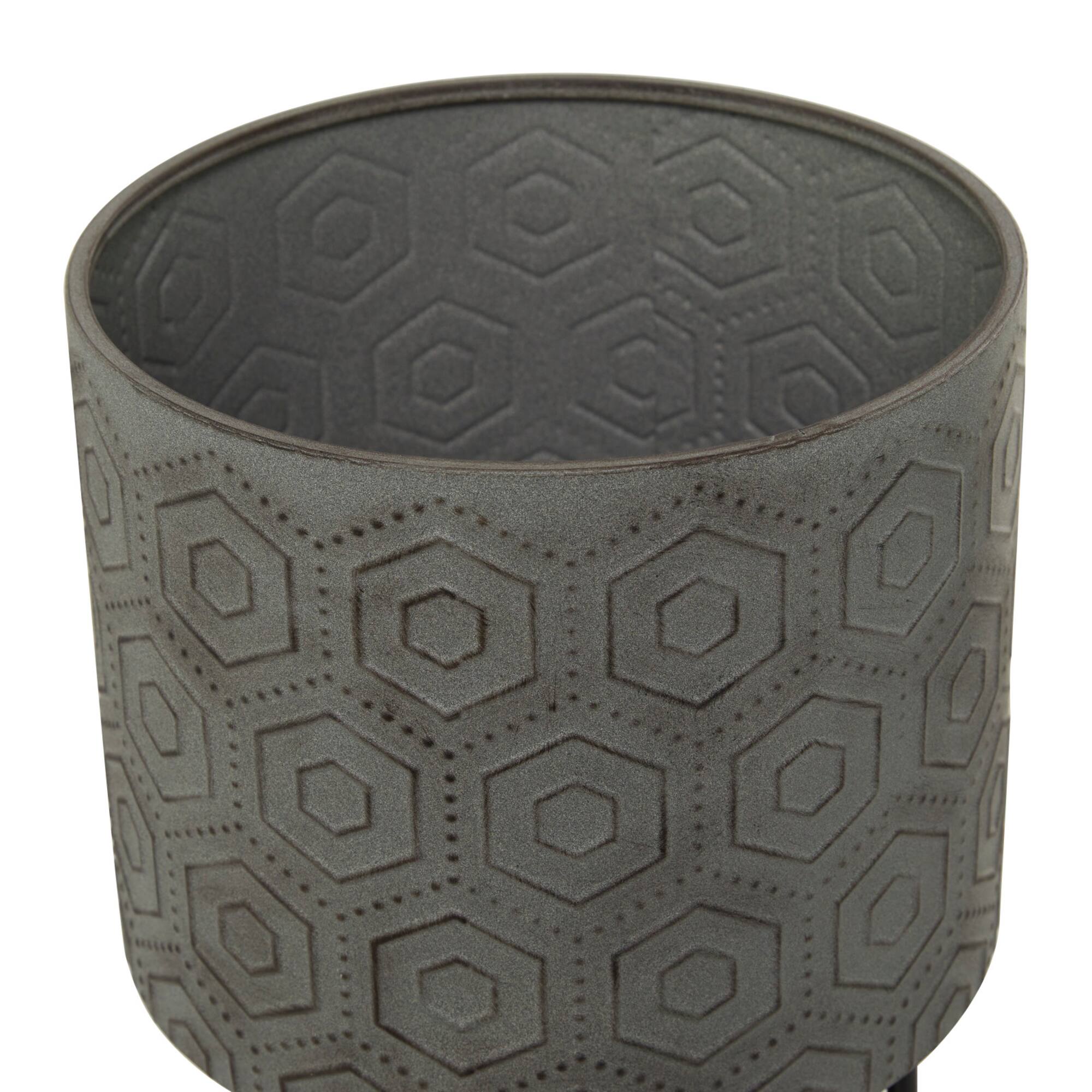 Dark Gray Metal Modern Planter Set